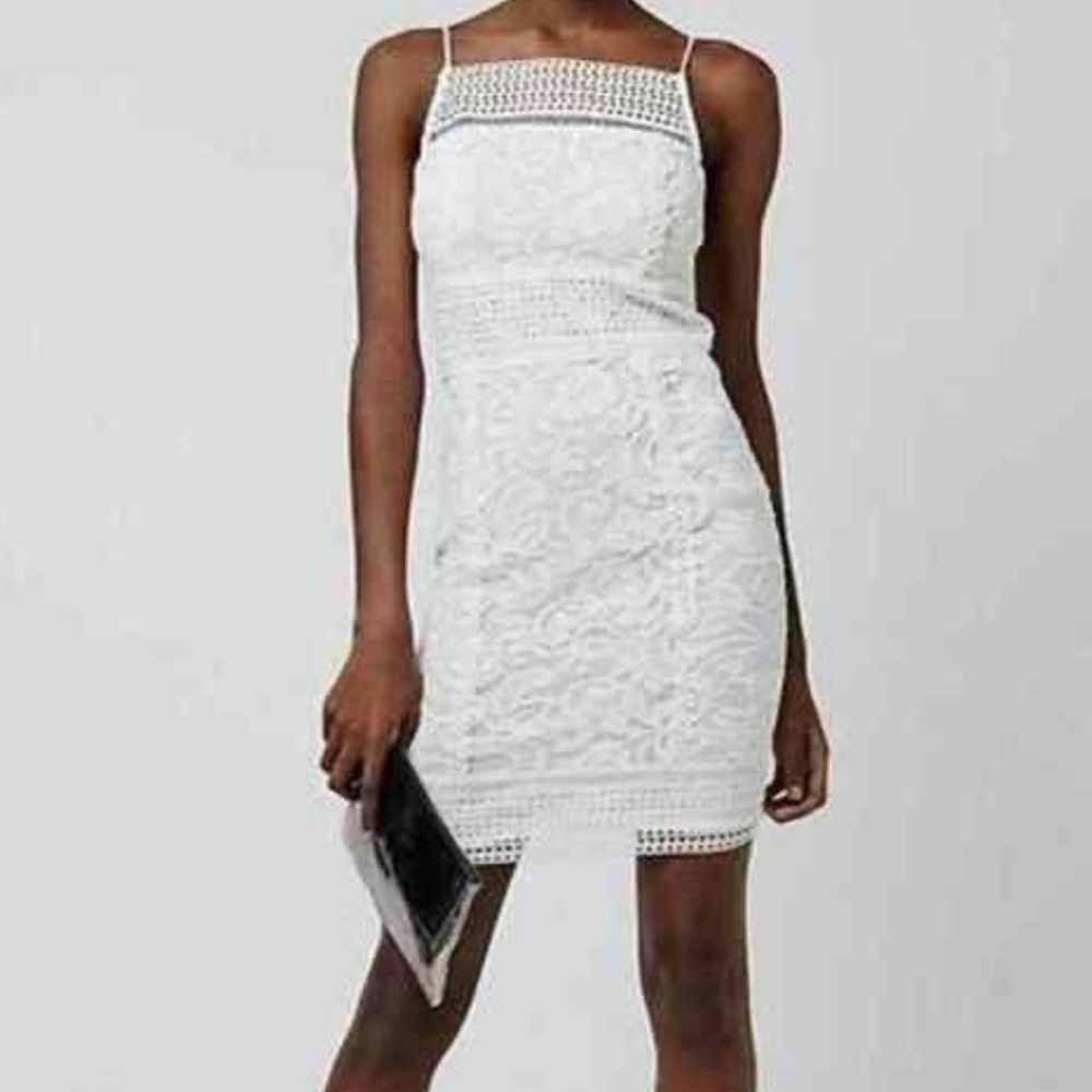 Love J white lace mini halter dress Size M